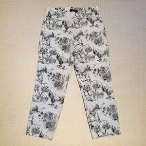 Premise, S | Stretchy Ankle Pants Country French Toile Black On White